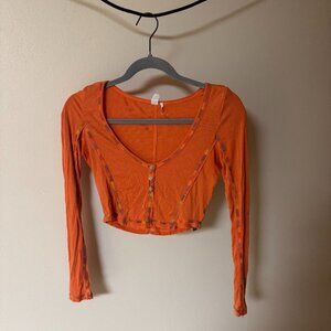 Orange Cropped Long Sleeve Urban Outfitters